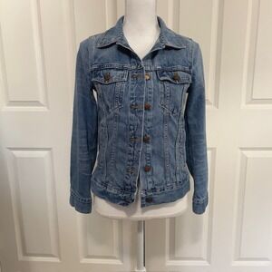 Madewell Classic Denim Jacket Women's Sz Small Light Wash Button Front Jean Coat
